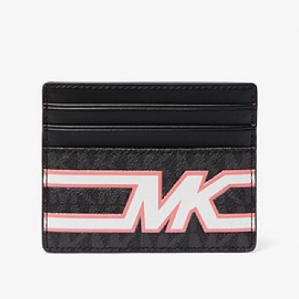 MICHAEL KORS MENS Cooper Graphic Logo Tall Card Case Style# 36S3LCOD2B PINK